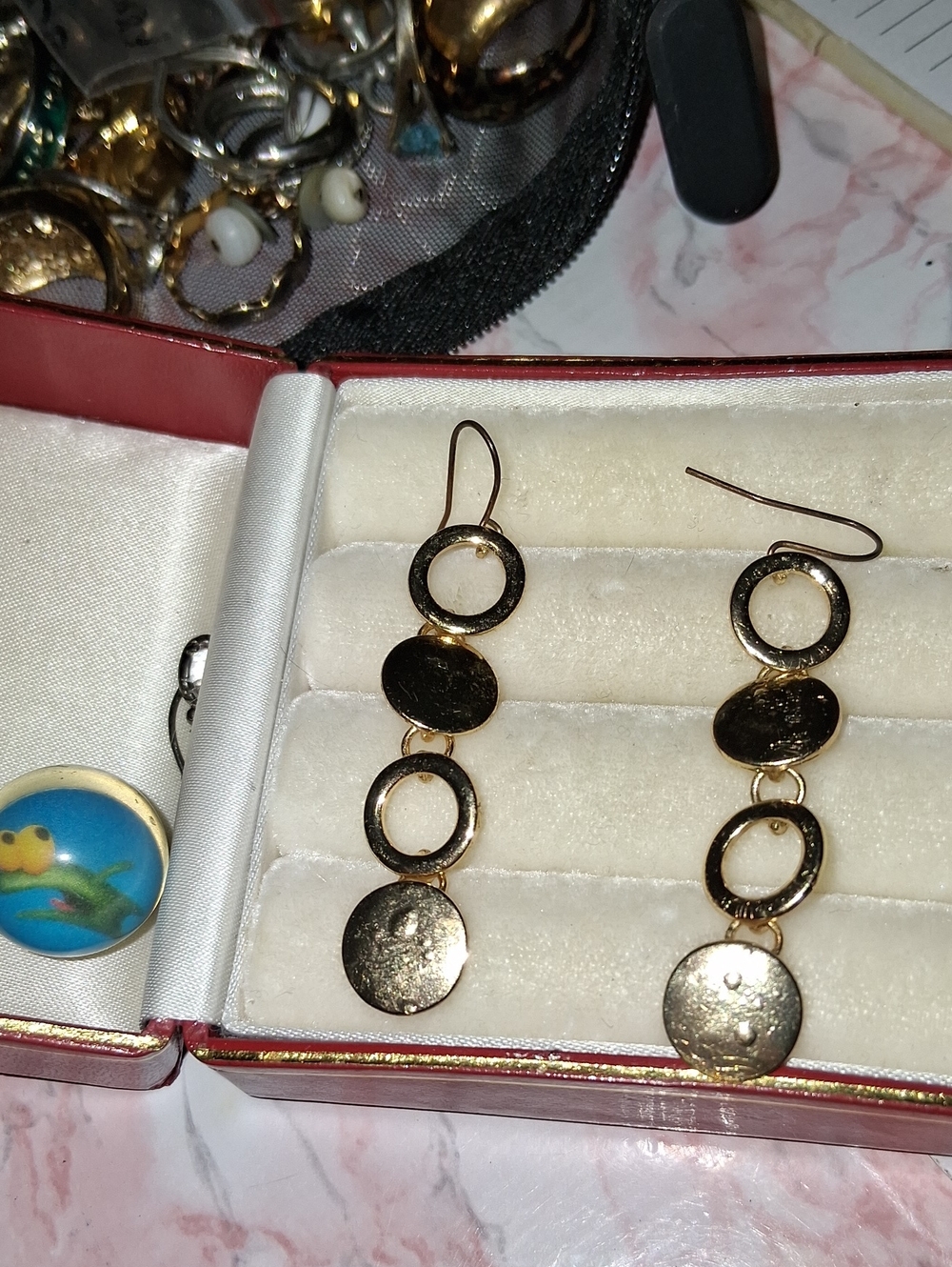 Gold Circle Link Dangle Earrings - Women Jewelry